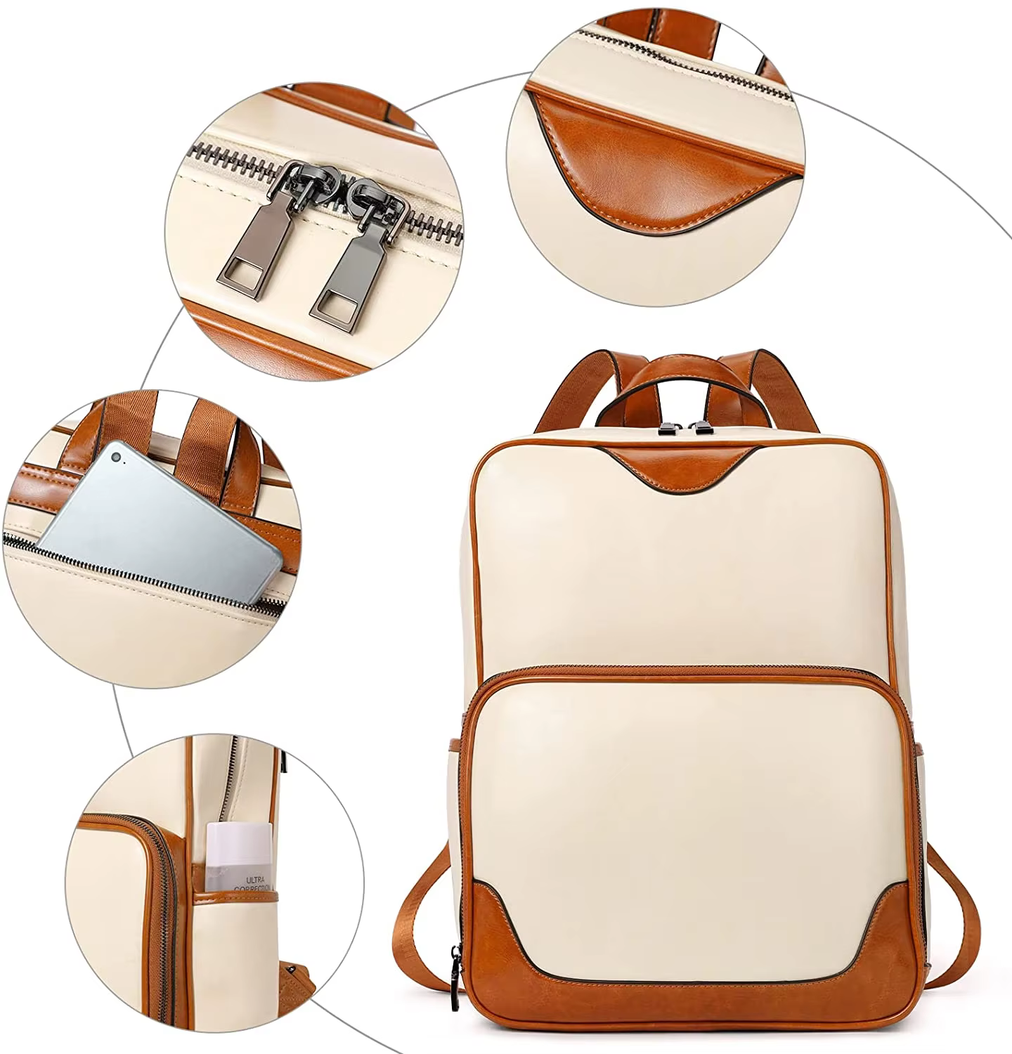 Women's Anti-theft PU Leather Convertible Shoulder Backpack – Square Fashion Daypack – photo 3