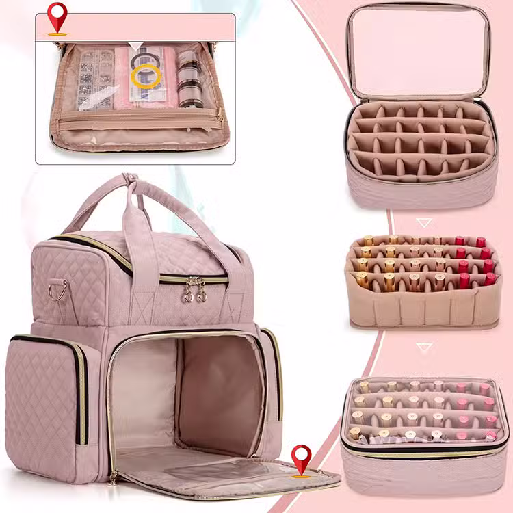 Vanity makeup organizer case with compartments for nail salons – photo 3
