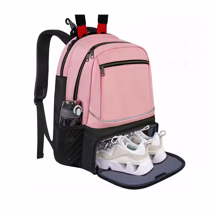Versatile tennis racket backpack bag with Separate shoe pocket and padded compartments