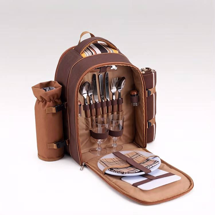 4-Person Picnic Backpack Set - Insulated Cooler Compartment with Wine Bag & Picnic Blanket for Outdoor Dining – photo 4