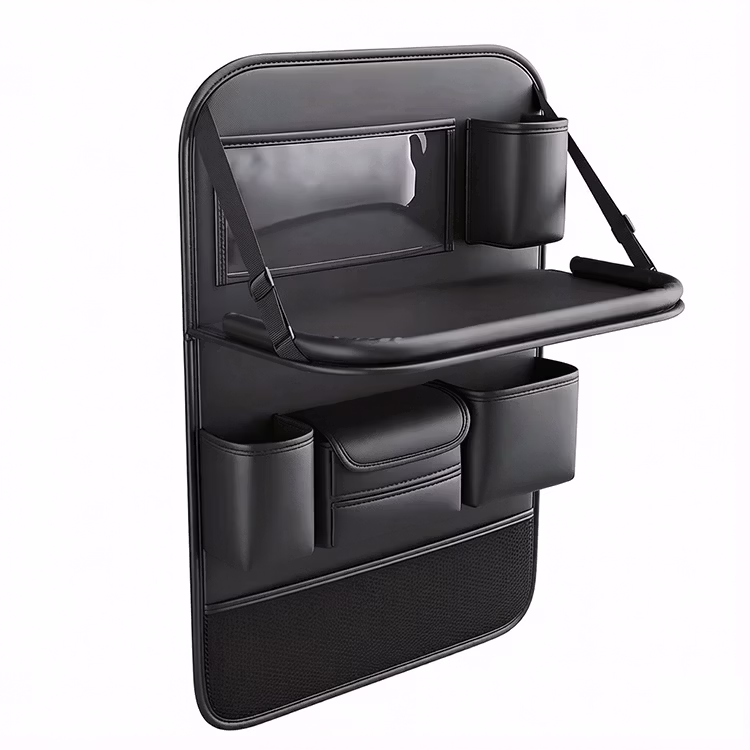 Luxury Sports PU Leather Car Back Seat Organizer with Foldable Table Board